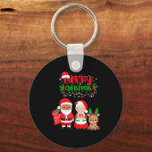 Cute Melanin Santa & Mrs Claus Interracial Fam Schlüsselanhänger (Vorderseite)