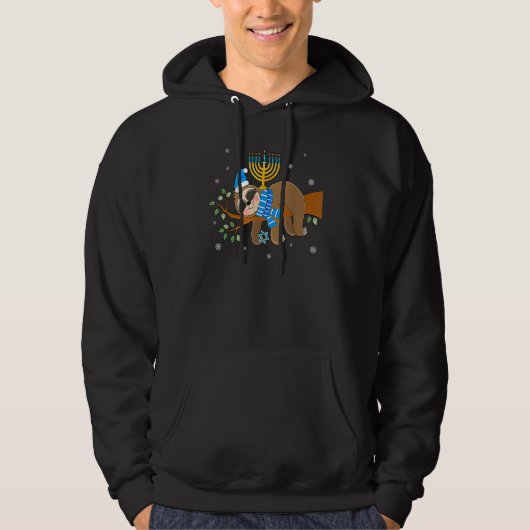 Cute Menorah Hanukkah Sloth Chanukah Hoodie (Vorderseite)