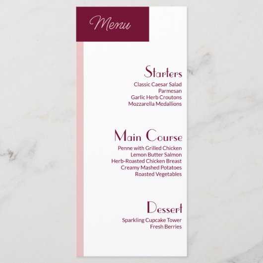 Cute Menu Sweet 16  Custom Flat Menu Menükarte (Vorderseite)