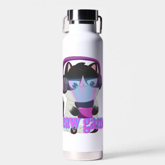 Cute Meow Gamer Cat - Kawaii Gaming Kitten Trinkflasche (Vorne)