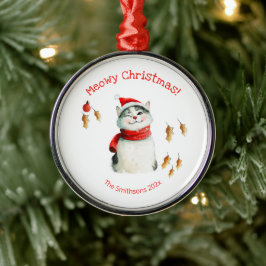 Cute Meowy Cat Christmas Ornament Aus Metall