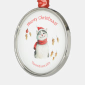 Cute Meowy Cat Christmas Ornament Aus Metall (Links)