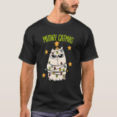 Cute Meowy Catmas Christmas Cat Tangled Up In Ligh T-Shirt (Vorderseite)