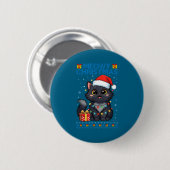 Cute Meowy Christmas Cat – Kawaii Holiday Kitty Te Button (Vorne & Hinten)