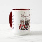Cute Meowy Christmas Catmas Personalized Cat Mug Tasse (Vorderseite Links)