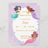 Cute Mermaid Birthday Invitation Einladung (Vorne/Hinten)