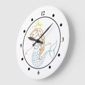 Cute Mermaid Clock Große Wanduhr (Winkel)