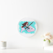 Cute Mermaid Clock Runde Wanduhr (Zuhause)