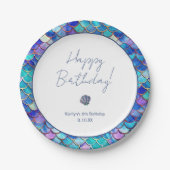 Cute Mermaid Little Girls Birthday Party Pappteller (Vorderseite)