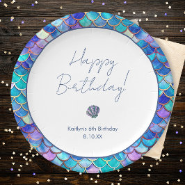 Cute Mermaid Little Girls Birthday Party Pappteller