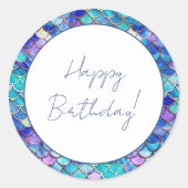 Cute Mermaid Little Girls Birthday Party Runder Aufkleber (Vorderseite)