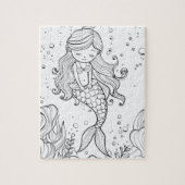 Cute Mermaid Ocean Coloring Puzzle (Vertikal)