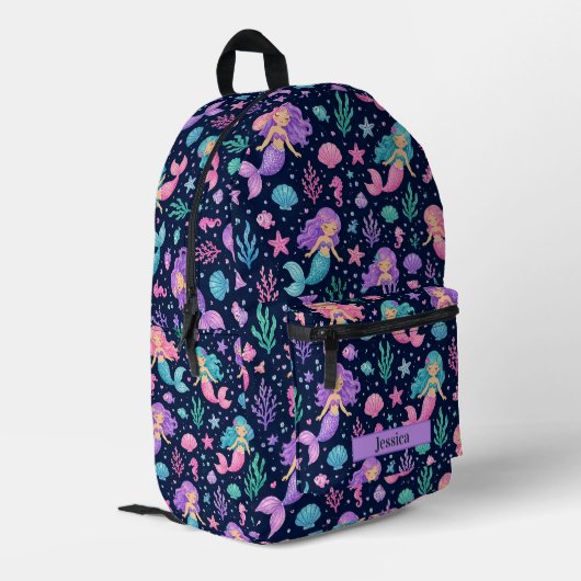 Cute Mermaid Pattern Bedruckter Rucksack (Rückseitige Ecke links)