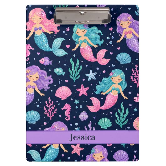 Cute Mermaid Pattern Klemmbrett (Vorderseite)