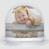 Cute Merriest Modern Calligraphy Photo Snow Globe Schneekugeln (Vorderseite)