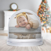 Cute Merriest Modern Calligraphy Photo Snow Globe Schneekugeln