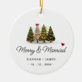 Cute merry and married christmas trees one photo keramik ornament (Vorne)