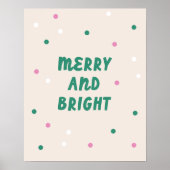 Cute Merry & Bright Pink Confetti Holiday Print Poster (Vorne)