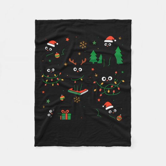 Cute Merry Catmas Cat Lover Christmas Light Pajama Fleecedecke (Vorderseite)