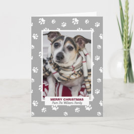 Cute Merry Christmas Dog Paw Prints Pet Foto Feiertagskarte