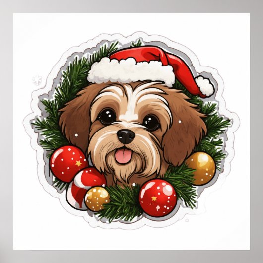 Cute Merry Christmas Dog PNG | Festive Holiday Pet Poster (Vorne)