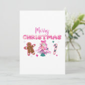 Cute Merry Christmas Gingerbread and Candy Design Einladung (Stehend Vorderseite)