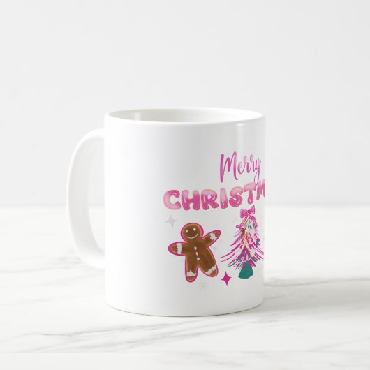 Cute Merry Christmas Gingerbread and Candy Design Kaffeetasse (Vorderseite Links)