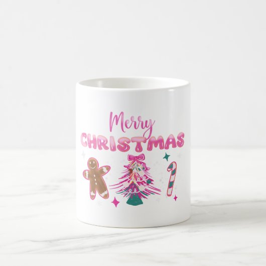 Cute Merry Christmas Gingerbread and Candy Design Kaffeetasse (Mittel)
