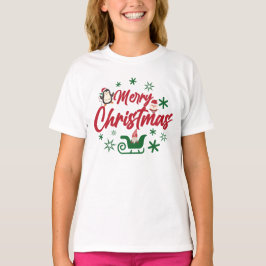 Cute Merry Christmas Girls T-Shirt