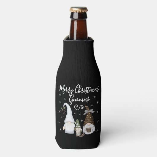 Cute Merry Christmas Gnomies Flaschenkühler (Flaschenvorderseite)