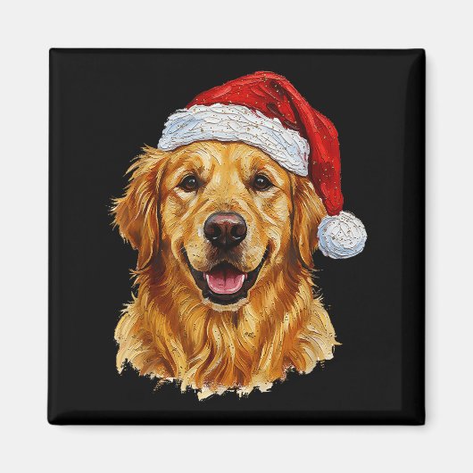 Cute Merry Christmas Golden Retriever Dog Christma Magnet (Vorne)