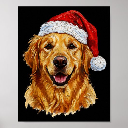 Cute Merry Christmas Golden Retriever Dog Christma Poster (Vorne)