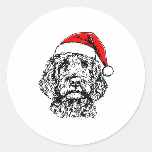 Cute Merry Christmas Goldendoodle Santa Christmas Runder Aufkleber (Vorderseite)