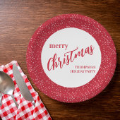 Cute Merry Christmas Holiday Red White Festive Pappteller