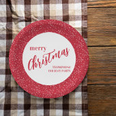 Cute Merry Christmas Holiday Red White Festive Pappteller