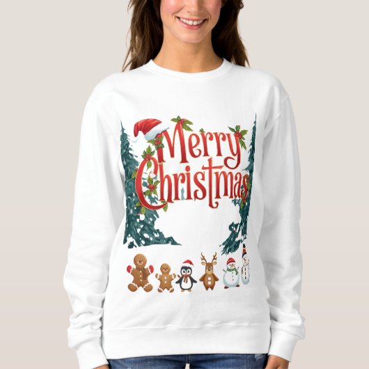 Cute Merry Christmas Holiday Sweater Design Sweatshirt (Vorderseite)