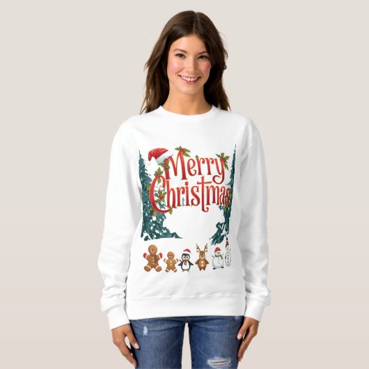 Cute Merry Christmas Holiday Sweater Design Sweatshirt (Vorne ganz)