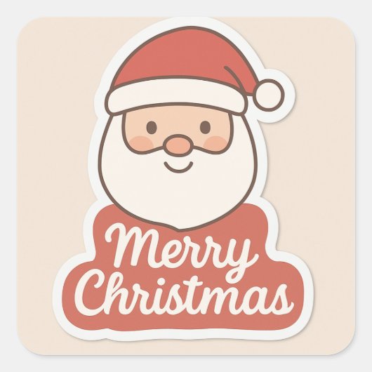 Cute Merry Christmas Santa Face Sticker (Vorderseite)