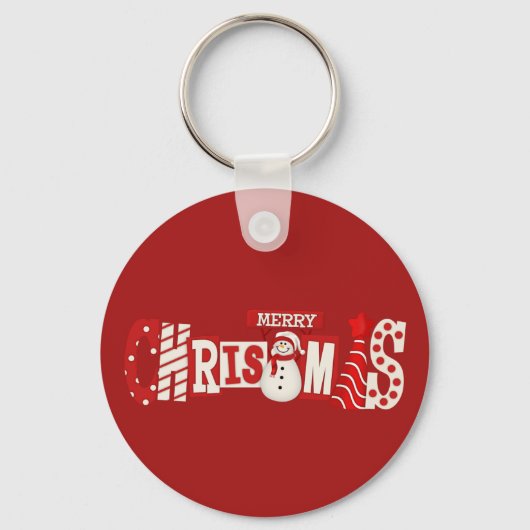 Cute Merry Christmas Snowman  Schlüsselanhänger (Vorderseite)