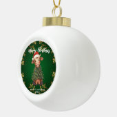 Cute merry Cow Christmas tree calf ox Xmas pattern Keramik Kugel-Ornament (Rechts)