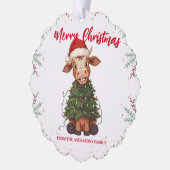 Cute merry Cow Christmas tree calf ox Xmas pattern Ornament Karte (Links)