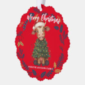 Cute merry Cow Christmas tree calf ox Xmas pattern Ornament Karte (Links)