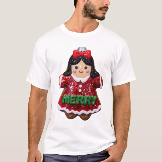 Cute Merry Gingerbread Girl Christmas Cookie Holid T-Shirt (Vorderseite)