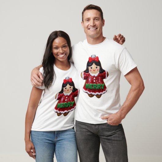 Cute Merry Gingerbread Girl Christmas Cookie Holid T-Shirt (Unisex)