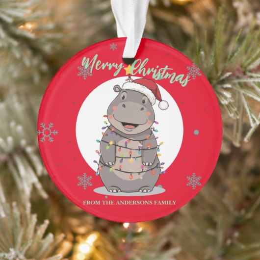 Cute merry Hippo christmas tree zoo safari Xmas Ornament (Baum)