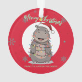 Cute merry Hippo christmas tree zoo safari Xmas Ornament (Rückseite)