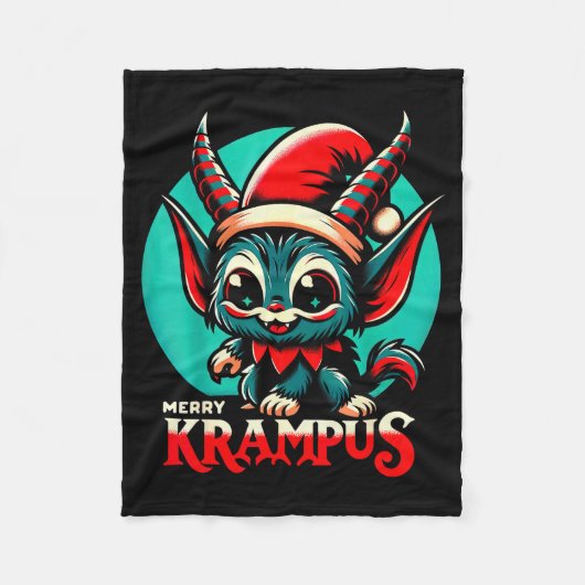 Cute Merry Krampus Christmas Holiday 30’s Retro Ca Fleecedecke (Vorderseite)