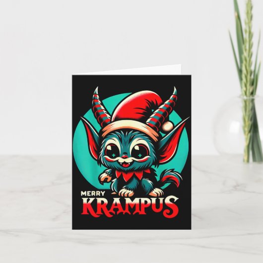 Cute Merry Krampus Christmas Holiday 30’s Retro Ca Karte (Vorderseite)