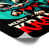 Cute Merry Krampus Christmas Holiday 30’s Retro Ca Poster (Ecke)