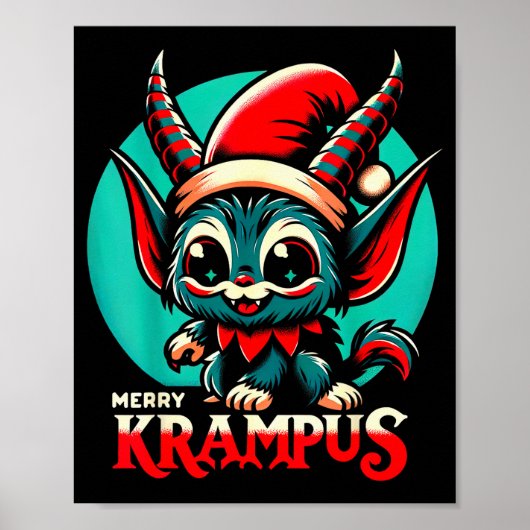 Cute Merry Krampus Christmas Holiday 30’s Retro Ca Poster (Vorne)